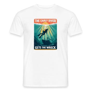 Un plongeur précoce découvre une épave | Plongée - T-shirt homme - blanc - Devant - AI Model Male 178 dark (178cm)