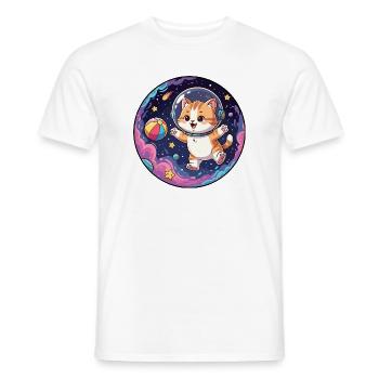 Katzen-Astronaut im bunten All - Männer T-Shirt - Weiß - Vorne - AI Model Male 178 dark (178cm)