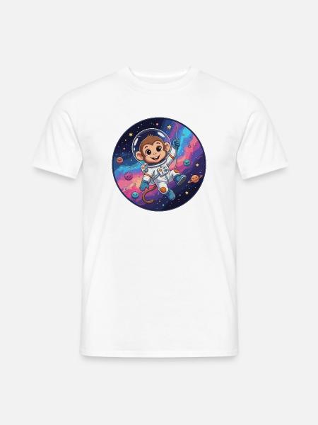 Affen-Astronaut im Sternenraum - Männer T-Shirt - Weiß