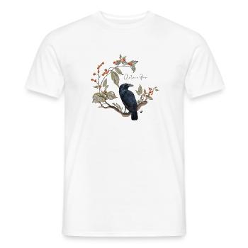 Illustration du corbeau dans le cercle des feuilles d’automne - T-shirt homme - blanc - Devant - AI Model Male 178 dark (178cm)