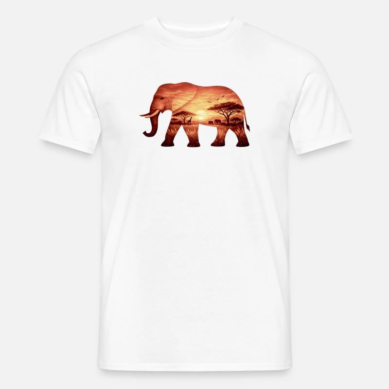 Elefant auf Savanne - Männer T-Shirt - Weiß