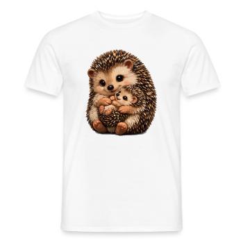 Umarmungsillustration von Mutter und Baby Igel - Männer T-Shirt - Weiß - Vorne - AI Model Male 178 dark (178cm)