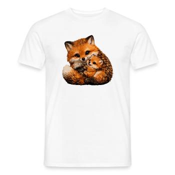 Illustration du renard et du petit câlin - T-shirt homme - blanc - Devant - AI Model Male 178 dark (178cm)