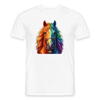 Cheval arc-en-ciel / Cheval aux couleurs arc-en-ciel - T-shirt homme - blanc - Devant - AI Model Male 178 dark (178cm)