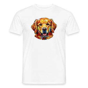 dog in a colorful mosaic style - Men's T-Shirt - white - Front - AI Model Male 178 dark (178cm)