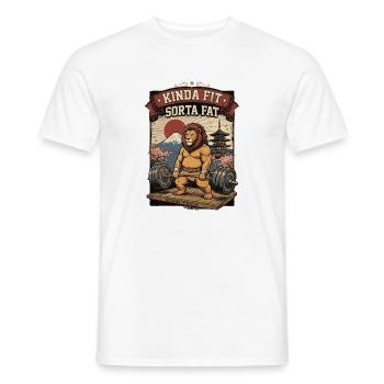 Un peu en forme, un peu gros lion en haltérophilie - T-shirt homme - blanc - Devant - AI Model Male 178 dark (178cm)