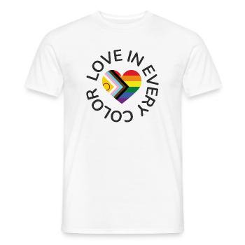 Love in every Color Pride LGBTQIA Rainbow Heart - Men's T-Shirt - white - Front - AI Model Male 178 dark (178cm)