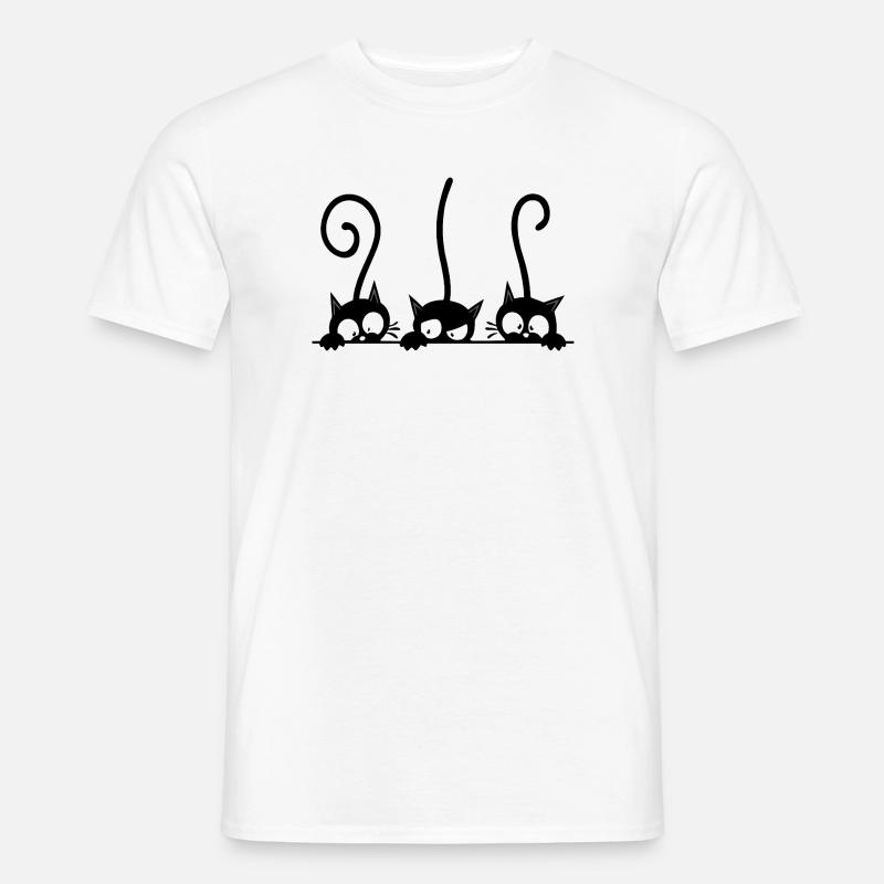 Three curious black cats - Men’s T-shirt - white