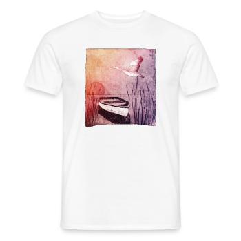 Bateau sur le lac - œuvres sculptées à la main - T-shirt homme - blanc - Devant - AI Model Male 178 dark (178cm)