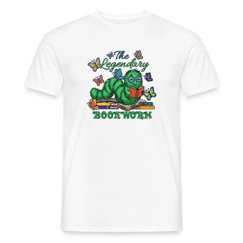 Der legendäre Bücherwurm - Männer T-Shirt - Weiß - Vorne - AI Model Male 178 dark (178cm)