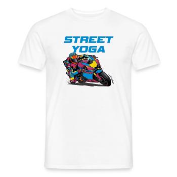 Street Yoga - Motorcycling - Men's T-Shirt - white - Front - AI Model Male 178 dark (178cm)