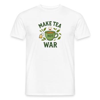 Make Tea Not War – It's Tea - Time - Men's T-Shirt - white - Front - AI Model Male 178 dark (178cm)