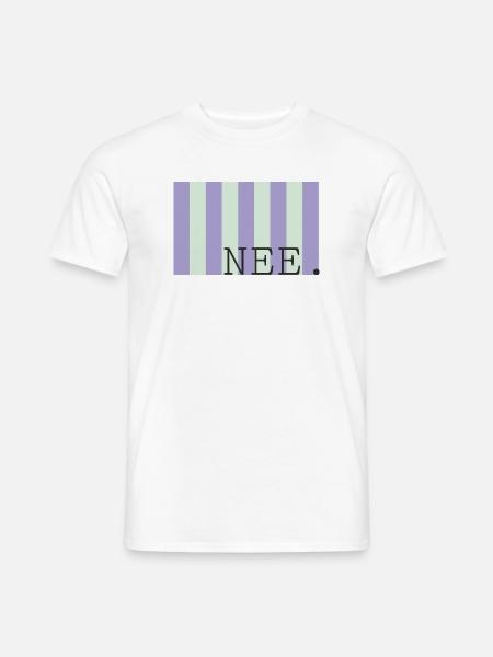 Nee Pastellstreifen Schrift - Männer T-Shirt - Weiß