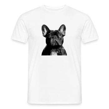 Portrait réaliste du bouledogue français - T-shirt homme - blanc - Devant - AI Model Male 178 dark (178cm)