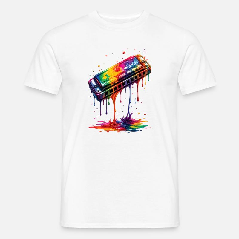 Harmonica with dripping paint - Men’s T-shirt - white
