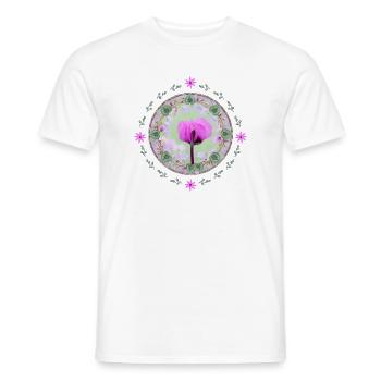 Motif floral rose, motif floral rose - T-shirt homme - blanc - Devant - AI Model Male 178 dark (178cm)