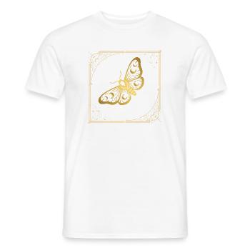 Golden Butterfly in Art Deco Frame - Men's T-Shirt - white - Front - AI Model Male 178 dark (178cm)