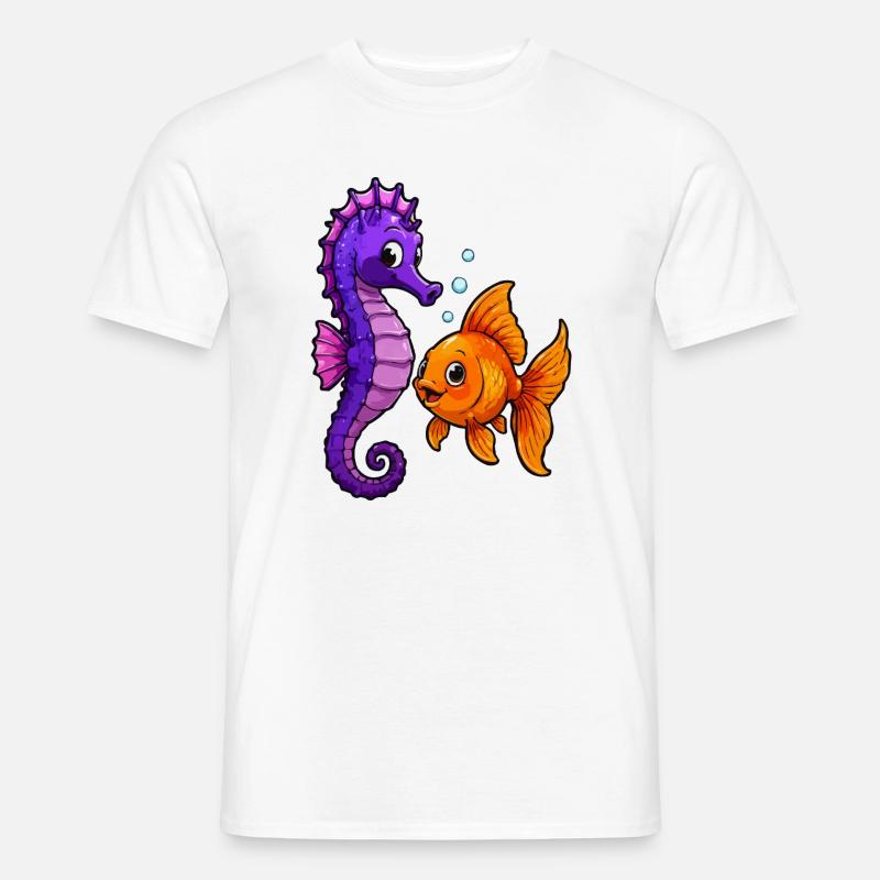 Seepferdchen trifft Goldfisch Freundschaft - Männer T-Shirt - Weiß