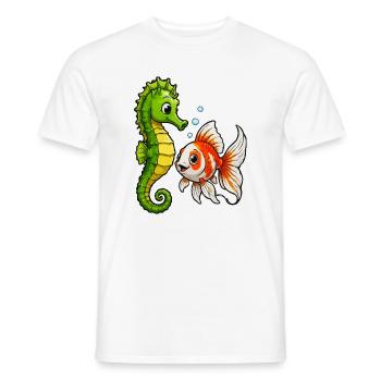 Poisson rouge hippocampe des Amis sous-marins - T-shirt homme - blanc - Devant - AI Model Male 178 dark (178cm)