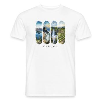 Oregon Travel – Pacific & Cascades Nature Design - Men's T-Shirt - white - Front - AI Model Male 178 dark (178cm)