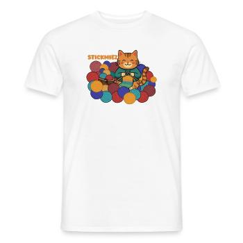 Strickmiez: Die Liebe zum Stricken - Männer T-Shirt - Weiß - Vorne - AI Model Male 178 dark (178cm)