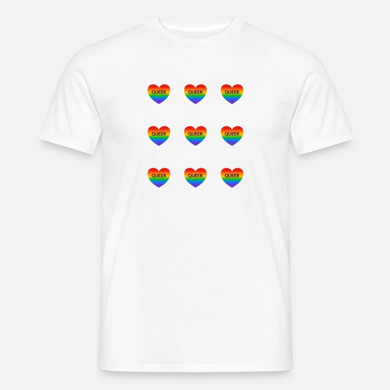 Queer Rainbow Hearts Pattern - Men's T-Shirt - white