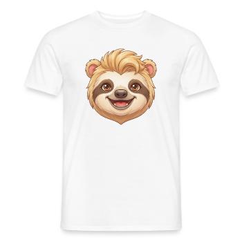 Visage de paresseux de dessin animé avec des cheveux cool - T-shirt homme - blanc - Devant - AI Model Male 178 dark (178cm)