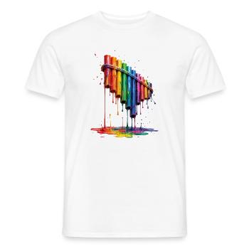 Pan flute with dripping paint - Men's T-Shirt - white - Front - AI Model Male 178 dark (178cm)