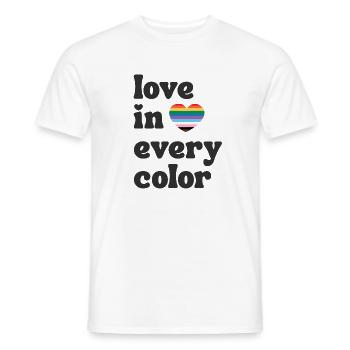 Love in every Color Pride LGBTQIA Regenbogen Herz - Männer T-Shirt - Weiß - Vorne - AI Model Male 178 dark (178cm)