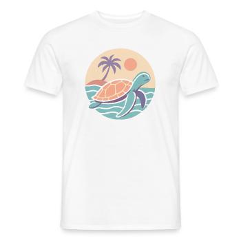 Retro turtle on the beach - Men's T-Shirt - white - Front - AI Model Male 178 dark (178cm)