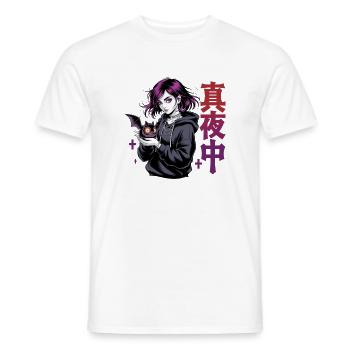  真夜中 Goth Anime Girl Mitternacht Fledermaus Gothic - Männer T-Shirt - Weiß - Vorne - AI Model Male 178 dark (178cm)