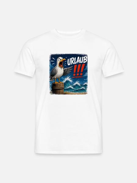 Urlaub!!! Sturm am Meer - Männer T-Shirt - Weiß