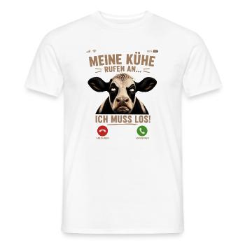 Meine Kühe rufen an Landwirt Geschenkidee Landwirt - Männer T-Shirt - Weiß - Vorne - AI Model Male 178 dark (178cm)