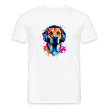 Labrador avec casque - T-shirt homme - blanc - Devant - AI Model Male 178 dark (178cm)