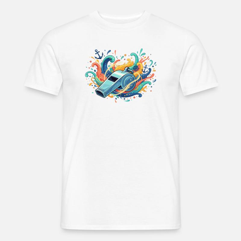 Maritime Pfeife im Farbschwall - Männer T-Shirt - Weiß
