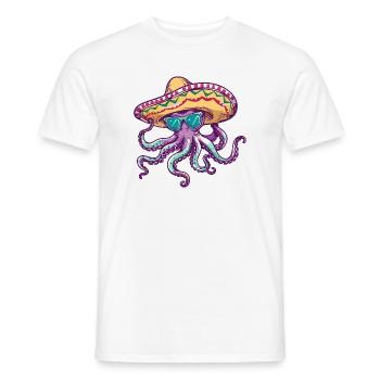 Sombrero drôle de pieuvre - T-shirt homme - blanc - Devant - AI Model Male 178 dark (178cm)