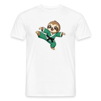Faultier Karate Tritt Kampfsport Kampfkunst - Männer T-Shirt - Weiß - Vorne - AI Model Male 178 dark (178cm)
