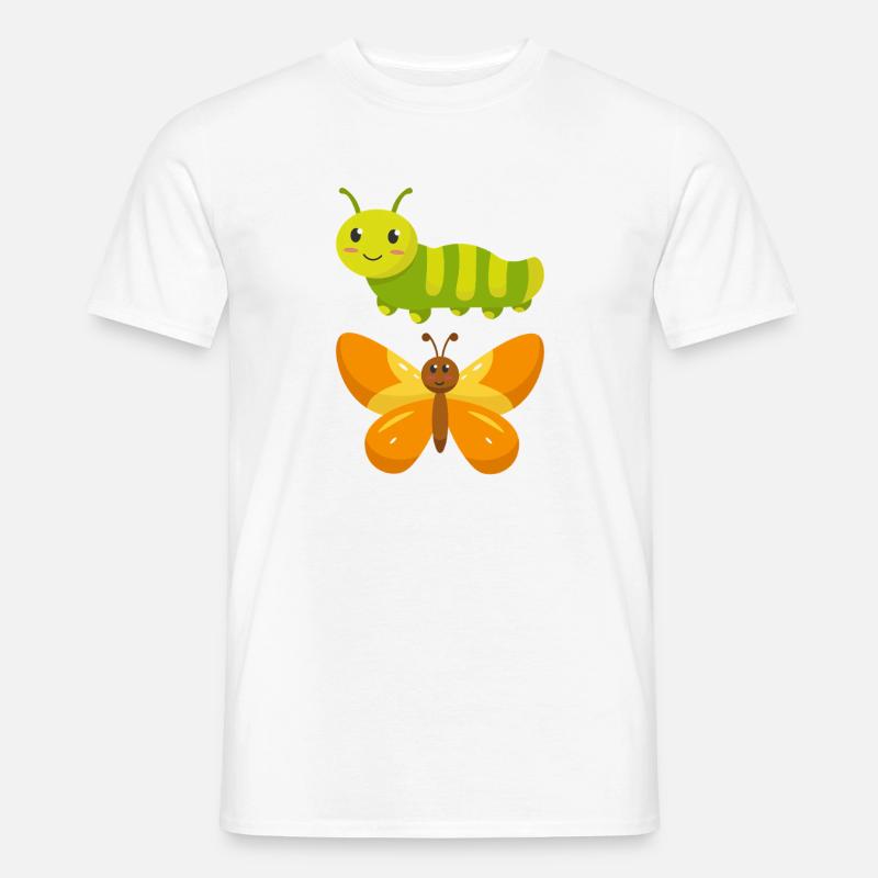 Raupe zu Schmetterling - Männer T-Shirt - Weiß