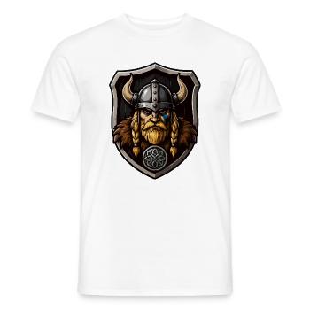Vikingischer Krieger mit Schild - Männer T-Shirt - Weiß - Vorne - AI Model Male 178 dark (178cm)