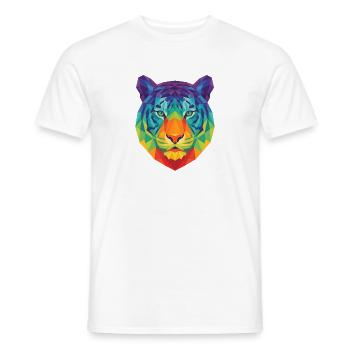 Pop Art géométrique néon bleu Tête de tigre - T-shirt homme - blanc - Devant - AI Model Male 178 dark (178cm)