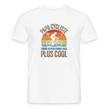 Papa Cycliste Cadeau Fête des Pères - T-shirt homme - blanc - Devant - AI Model Male 178 dark (178cm)