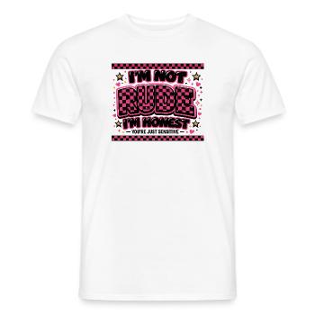 Pas maléfique, honnête – cadeau de phrase malicieuse - T-shirt homme - blanc - Devant - AI Model Male 178 dark (178cm)