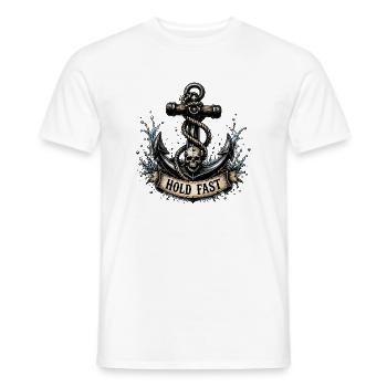Hold Fast Anchor Skull Nautical Seafarer Pirate - Men's T-Shirt - white - Front - AI Model Male 178 dark (178cm)