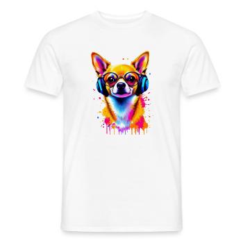 Chien chihuahua avec un casque - T-shirt homme - blanc - Devant - AI Model Male 178 dark (178cm)