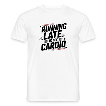Courir en retard, c’est mon cardio - T-shirt homme - blanc - Devant - AI Model Male 178 dark (178cm)