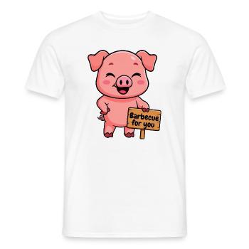 A friendly pig invites you to a barbecue - Men's T-Shirt - white - Front - AI Model Male 178 dark (178cm)