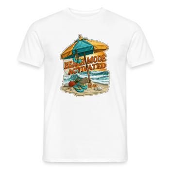 Strandmodus aktivierter Sommerurlaubsschirm - Männer T-Shirt - Weiß - Vorne - AI Model Male 178 dark (178cm)