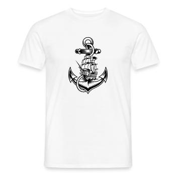 Maritime anchor motif with historical - Men's T-Shirt - white - Front - AI Model Male 178 dark (178cm)