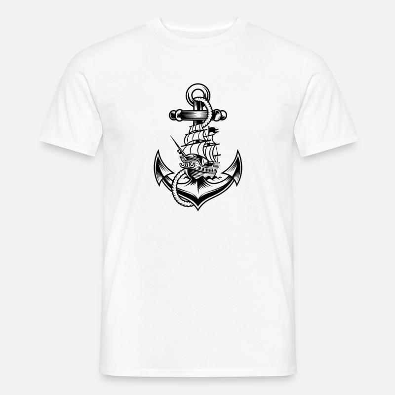 Maritimes Anker Motiv Mit Historischem - Männer T-Shirt - Weiß