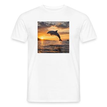 Dolphin at sunset - Men's T-Shirt - white - Front - AI Model Male 178 dark (178cm)